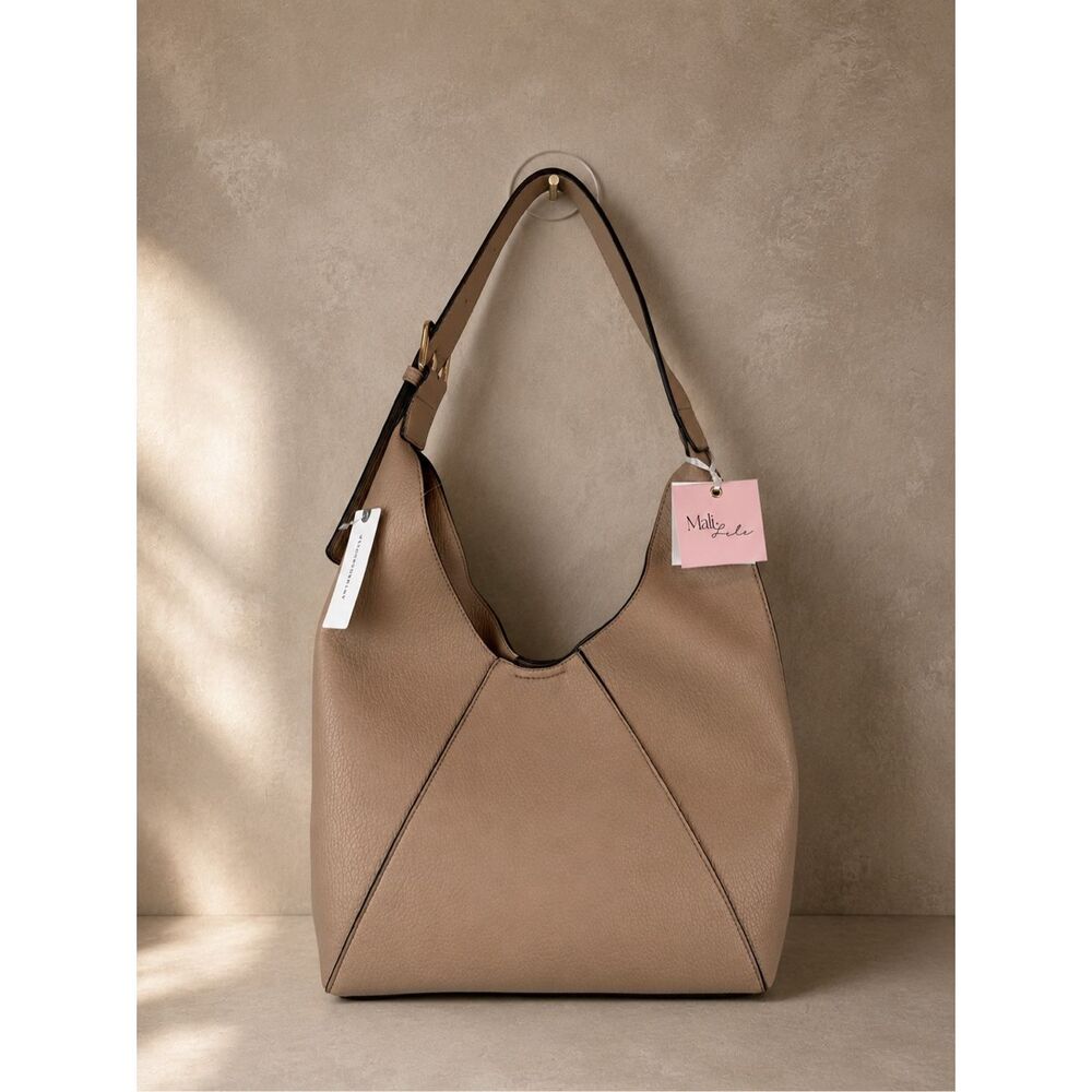 Mali + Lili Triangle Shoulder Bag Vegan Leather Tan Slouchy Hobo Purse NWT Anthr